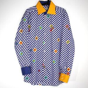 Eton Contemporary Mens 16.5 Geometric Printed Flip Cuff Button Up Shirt A1701